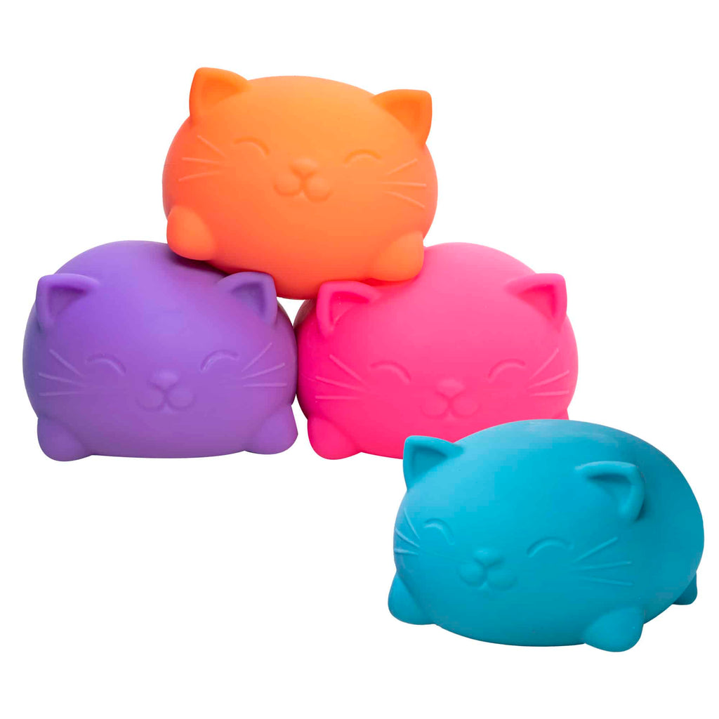 NeeDoh Super Cool Cats L0 - Group Stacked - Pink Orange Blue Purple