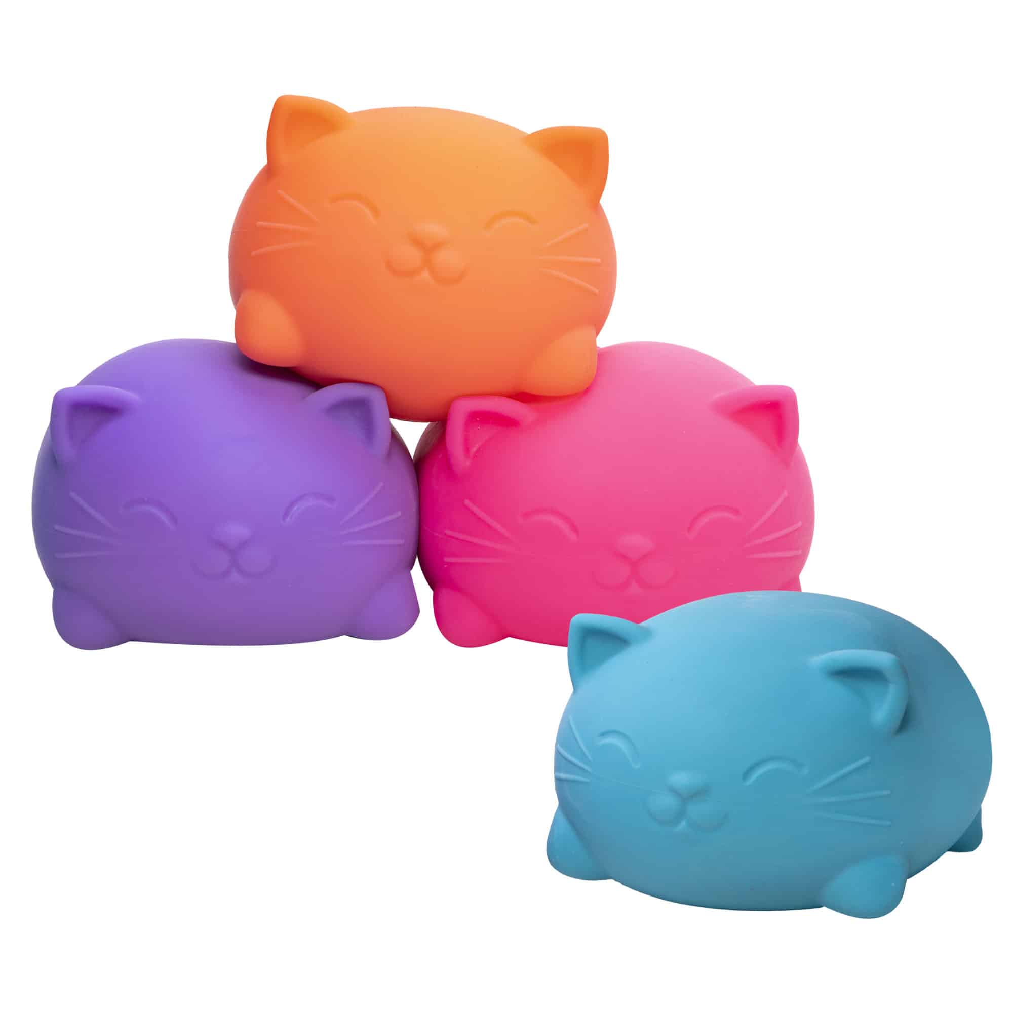 NeeDoh Super Cool Cats L0 - Group Stacked - Pink Orange Blue Purple