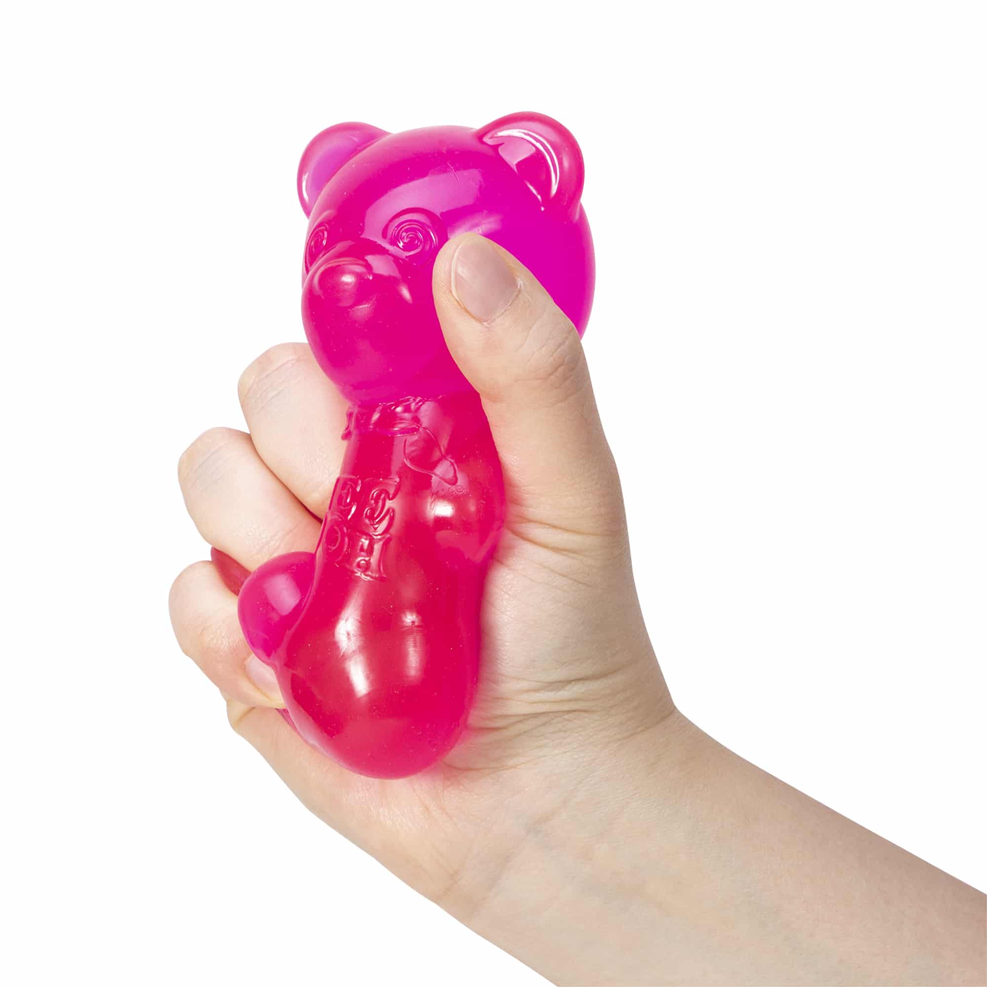 NeeDoh Gummy Bear I9 - Hand squeezing Pink Gummy Bear I9