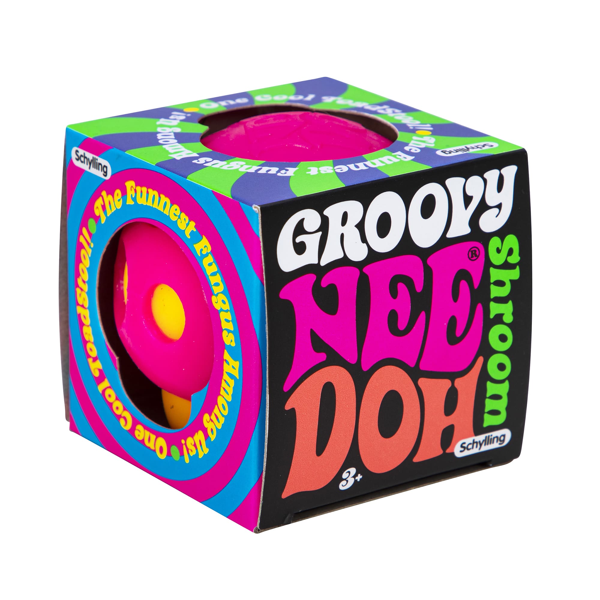 NeeDoh Groovy Shroom S5 - Package Angle Right - Orange with Pink Top Mushroom
