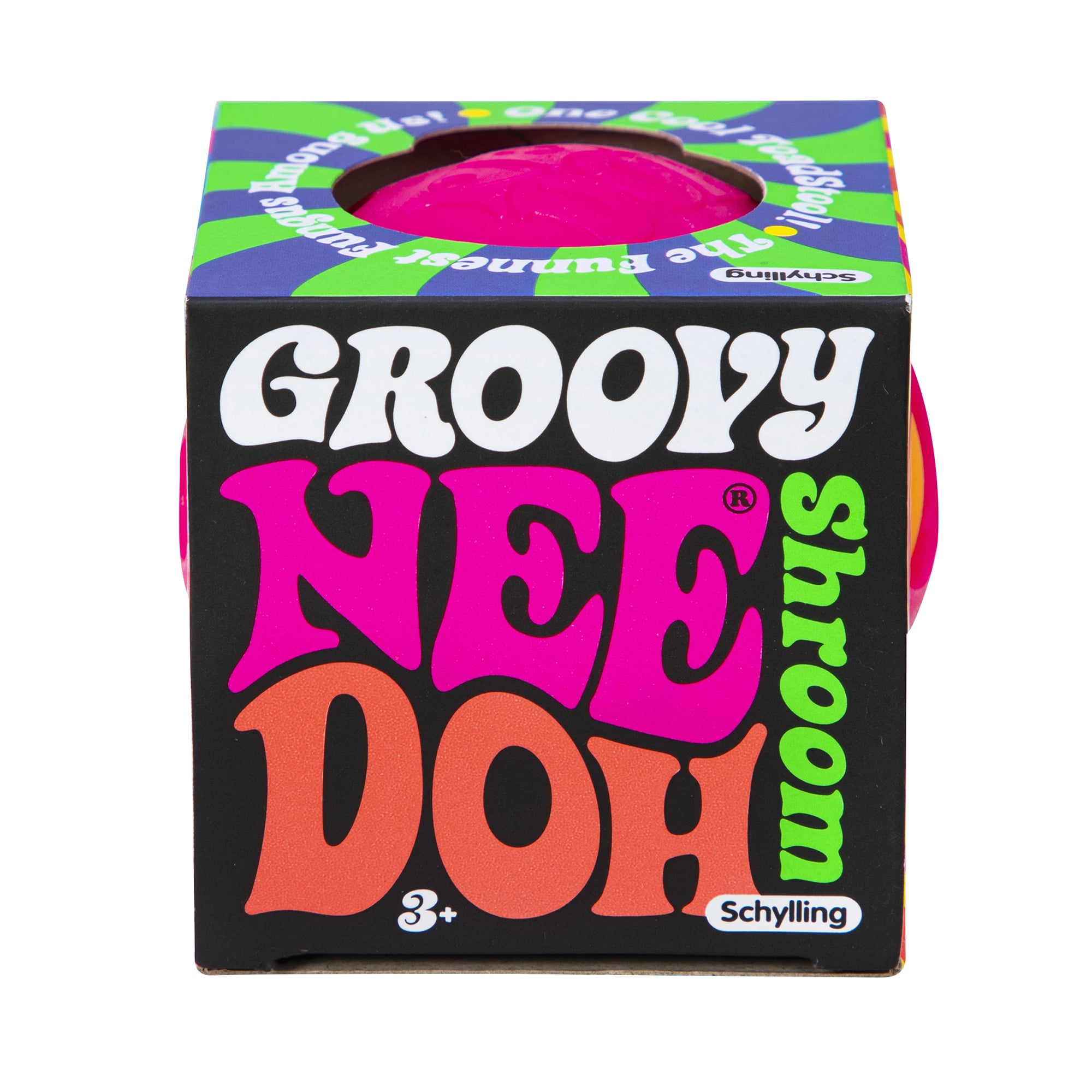 NeeDoh Groovy Shroom S5 - Package Front - Orange with Pink Top Mushroom