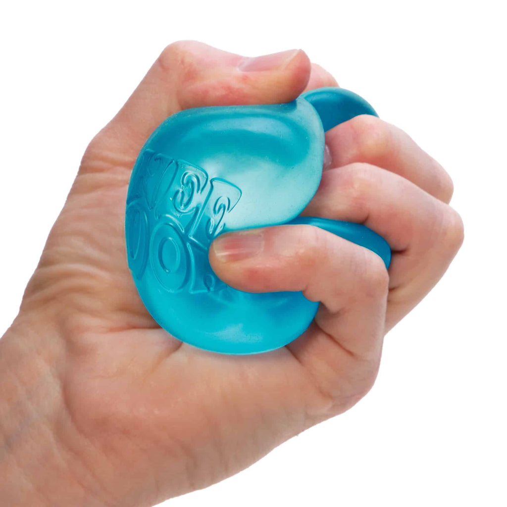 NeeDoh Nice Cube L8 Blue Squeezed in Hand