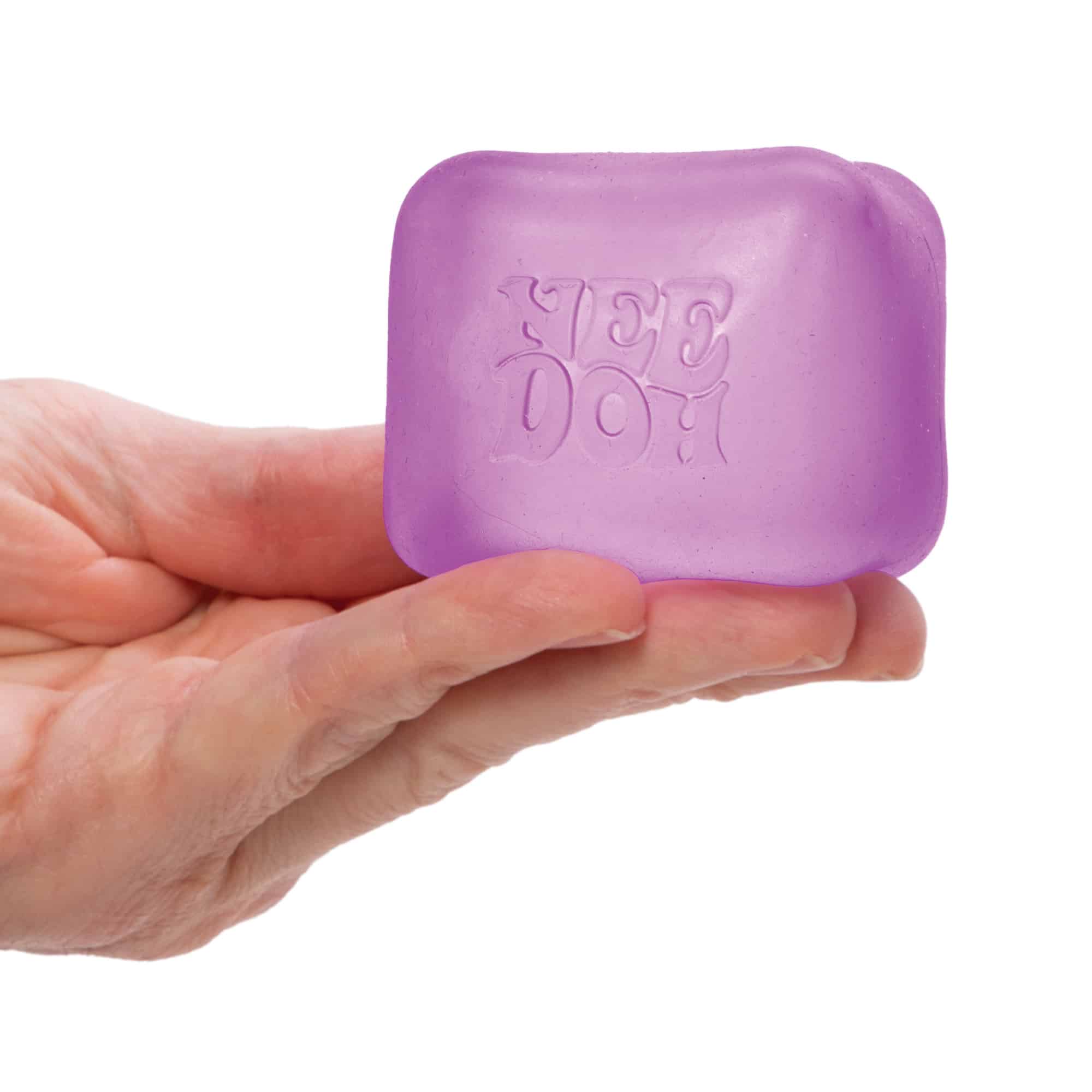 NeeDoh Nice Cube L8 Purple Held in Hand