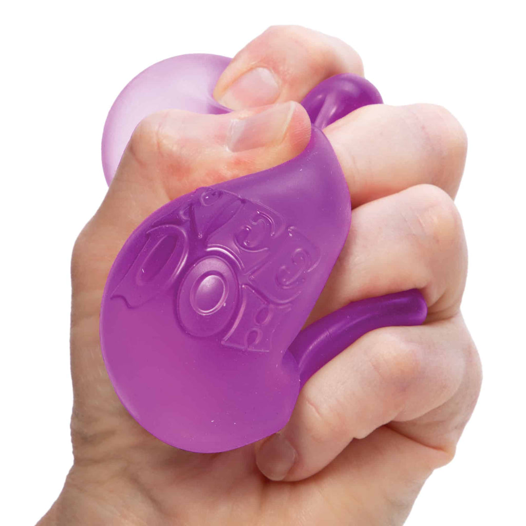 NeeDoh Nice Cube L8 Purple Squeezed in Hand