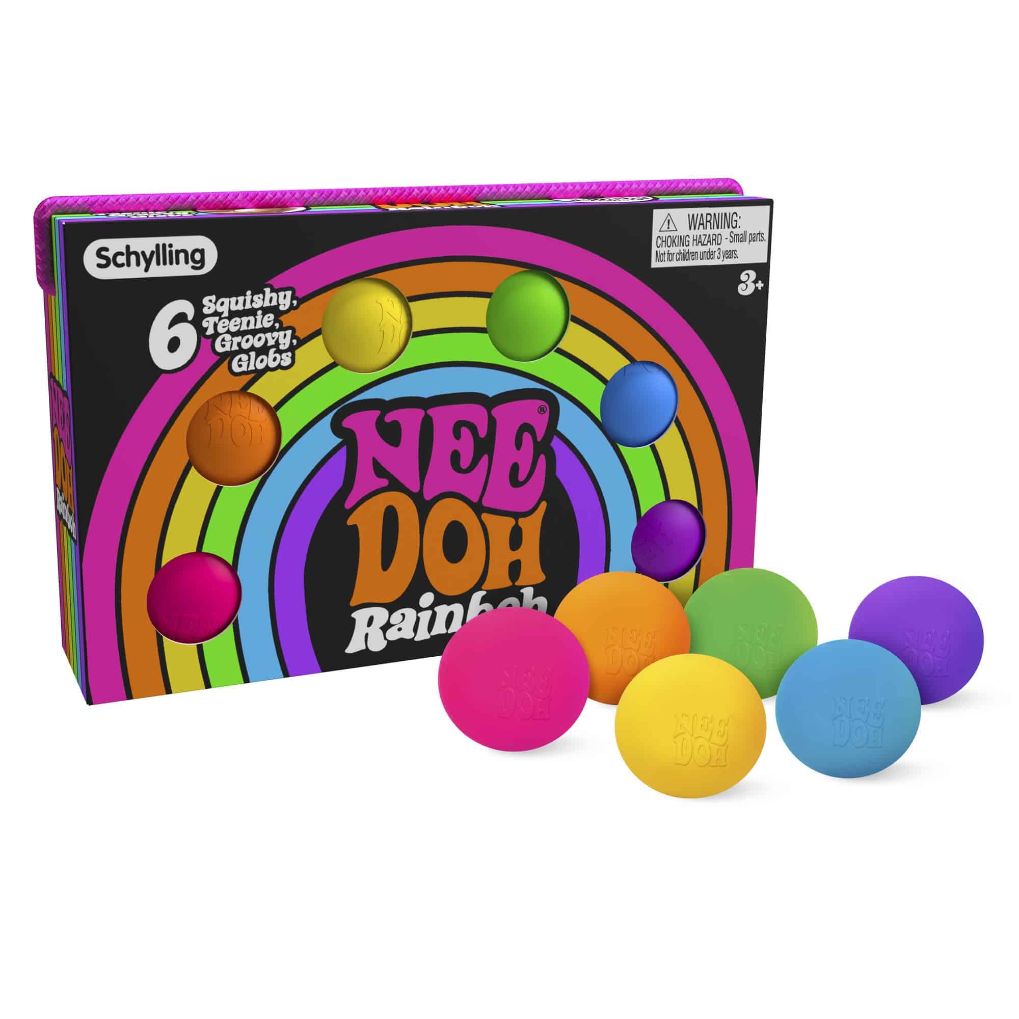 NeeDoh Rainboh F8 Packaging and Teenie NeeDoh out of package